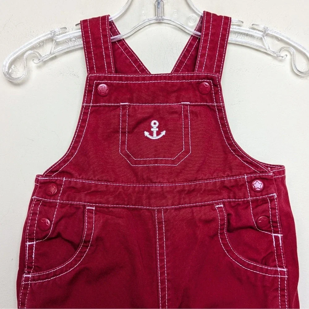Vintage Gymboree Anchor Boat Nautical Red Bib Overalls 2002 Y2K 3-6 Months